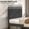 thumbnail image 6 of Queen Bed Frame with 12 Thickened Legs, 3-Level Linen Adjustable Upholstered Headboard, Fully Upholstered Mattress Foundation, No Box Spring Needed, Noise-Free, Up to 1300 lbs, Dark Grey, 6 of 9