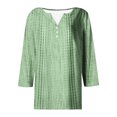 thumbnail image 5 of Tops for Women under $5 3/4 Sleeve V-Neck Printed Button Casual T-Shirt Loose Top Green M, 5 of 5