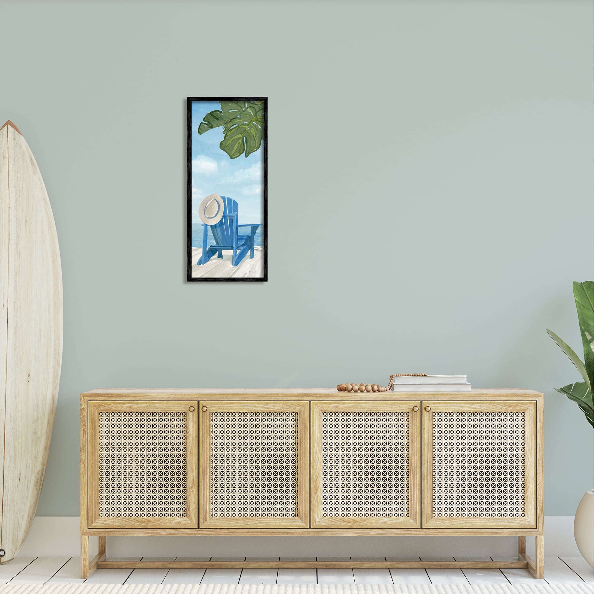 Stupell Industries Botanical Beach Chair Hat Ocean View Waterfront Botanicals, 13 x 30, Design by Stellar Design Studio