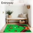 thumbnail image 3 of ODIKA 8'x10' Machine Washable Non-Slip Area Rug, Snooker Table Balls Cue Motif High Traffic Rug, Green, 841087, 3 of 7