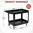 thumbnail image 5 of 2 Tier Rolling Utility Cart, Heavy Duty Service Cart with Storage Handle, 360° Wheels, 550 Lbs Capacity, Plastic ToolCart Detailing Cart for Warehouse, Garage, Workshop, 40.5x17.7 in, 5 of 9