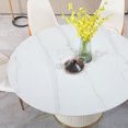 Leavader 53” Round Sintered stone White Dining Table Set for 6 People ...