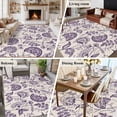 thumbnail image 6 of Farmhouse Dark Purple Floral Washable Area Rug 5 x 7 ft Linen Boho Paisley Flower Rustic , Soft Non Slip Rugs Stain Repellent Indoor Felt Carpet for Living Dining Room Bedroom Home Office, 6 of 9