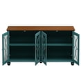 thumbnail image 6 of GZXS 4-Door Glass Sideboard, 59.5-Inch Storage Cabinet with Solid Wood Legs and Adjustable Shelf for Dining Area, 59.45"L x 15.75"W x 31.89"H, Dark Green, 6 of 10