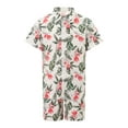 thumbnail image 2 of JYYYBF Men's 2 Pcs Beach Set Leaves/Flower Print Short Sleeve Holiday Hawaii Shirts Tops Casual Elastic Waist Shorts Summer Outfits, 2 of 9