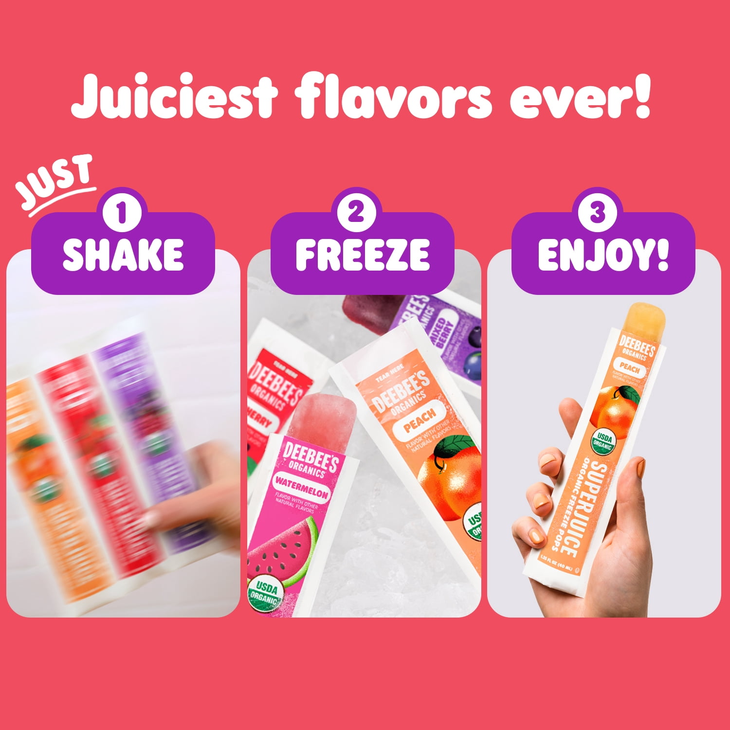 Deebee's Organics Super-Juice Freezie Pops, 15 Count, 1.35 fl oz