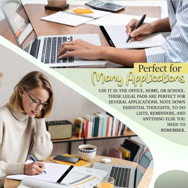 Enday Legal Pads 8.5 x 11 Inch, 50 Sheets per Notepad, Note Pads, Legal Ruled Writing Pad with Perforated Pages