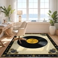 thumbnail image 3 of Design&I 8'x10' Washable Area Rug Sleek Flatweave Pet Friendly Music Vinyl Cd Record Vintage Note Mosaic Retro Disc Center Soundwave for King Size Bedroom, Under Bed, 3 of 7