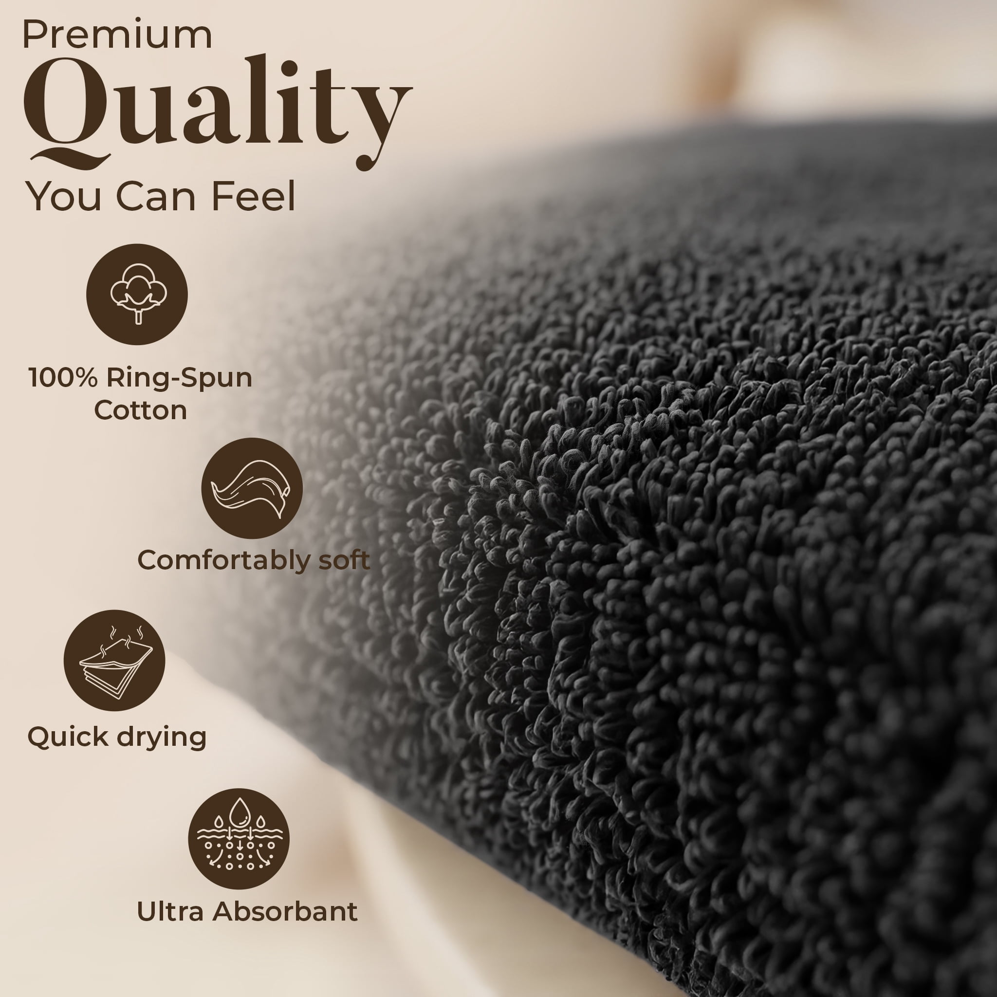 Dan River Bath Sheet 2 pack 35x70 in Quick Drying Oversized Soft Absorbent Cotton Towel - Black