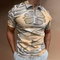 thumbnail image 2 of Boho Flower Leaf French Men Zipper T-shirt Summer Casual Short Sleeve T-shirt Top, 2 of 7