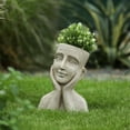 thumbnail image 2 of LuxenHome Speckled Off White MgO Happy Bust Head Planter, 2 of 10
