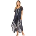 thumbnail image 5 of Sakkas Ronny Lace Embroidered Cap Sleeve Tie Dye Wash Caftan Dress / Cover Up - Dusty Blue / Black - One Size Regular, 5 of 5