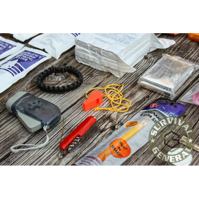 3 Day Emergency Food Water Blanket Whistle Flashlight 1st Aid