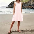 thumbnail image 6 of QUNYINEY Casual Sundresses for Women Sleeveless A Line Striped Midi Tank Dress Beach Loose Fit Crew Neck with Pockets Dresses, 6 of 8