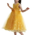 thumbnail image 2 of Povozer Flower Girl Lace Dress for Kids Wedding Bridesmaid Party Formal Long Gown Princess Dresses(Yellow,3-4Y), 2 of 6