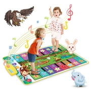 Double-Row Toddler Baby Music Mat For Kids 1-5,Keyboard Piano Play Mat Dance Floor Mat Animal Blanket Carpet Playmat Toys for Kids Baby Toddlers Boy Girl(35.8x23.6 in)
