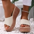 thumbnail image 5 of Beige Women'S Thick Sole Wedge Sandals Open Toe Round Head Design Casual Summer Footwear Comfortable Elevated Heel Slip-Ons For Daily Use, 5 of 7