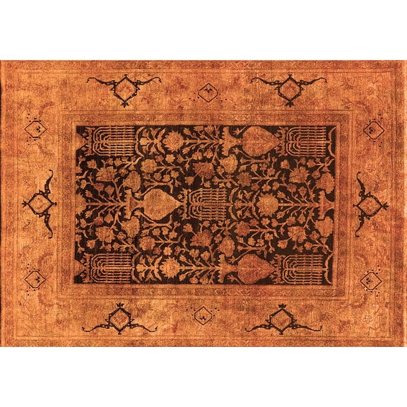 Ahgly Company Indoor Rectangle Oriental Orange Industrial Area Rugs, 4' x 6'