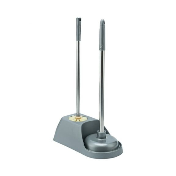 EARKITY Toilet Plunger and Brush, Bowl Brush and Heavy Duty Toilet Plunger Set with Holder, 2-in-1 Bathroom Cleaning Combo with Modern Caddy Stand, Toilet Cleaner Brush for Bathroom