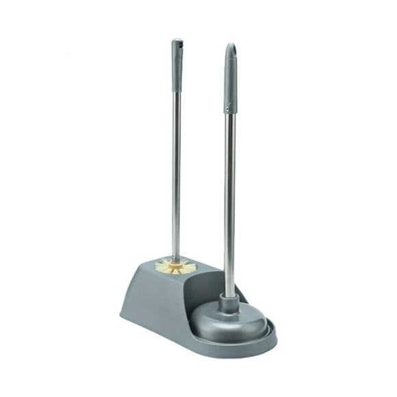 EARKITY Toilet Plunger and Brush, Bowl Brush and Heavy Duty Toilet Plunger Set with Holder, 2-in-1 Bathroom Cleaning Combo with Modern Caddy Stand, Toilet Cleaner Brush for Bathroom