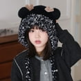 thumbnail image 4 of SuTry Kids Solid Color Knit Beanie with Cute Antlers Warm Plush Fleece-Lined Winter Hat for Christmas Holiday Headwear(Black,4-10 Years), 4 of 4