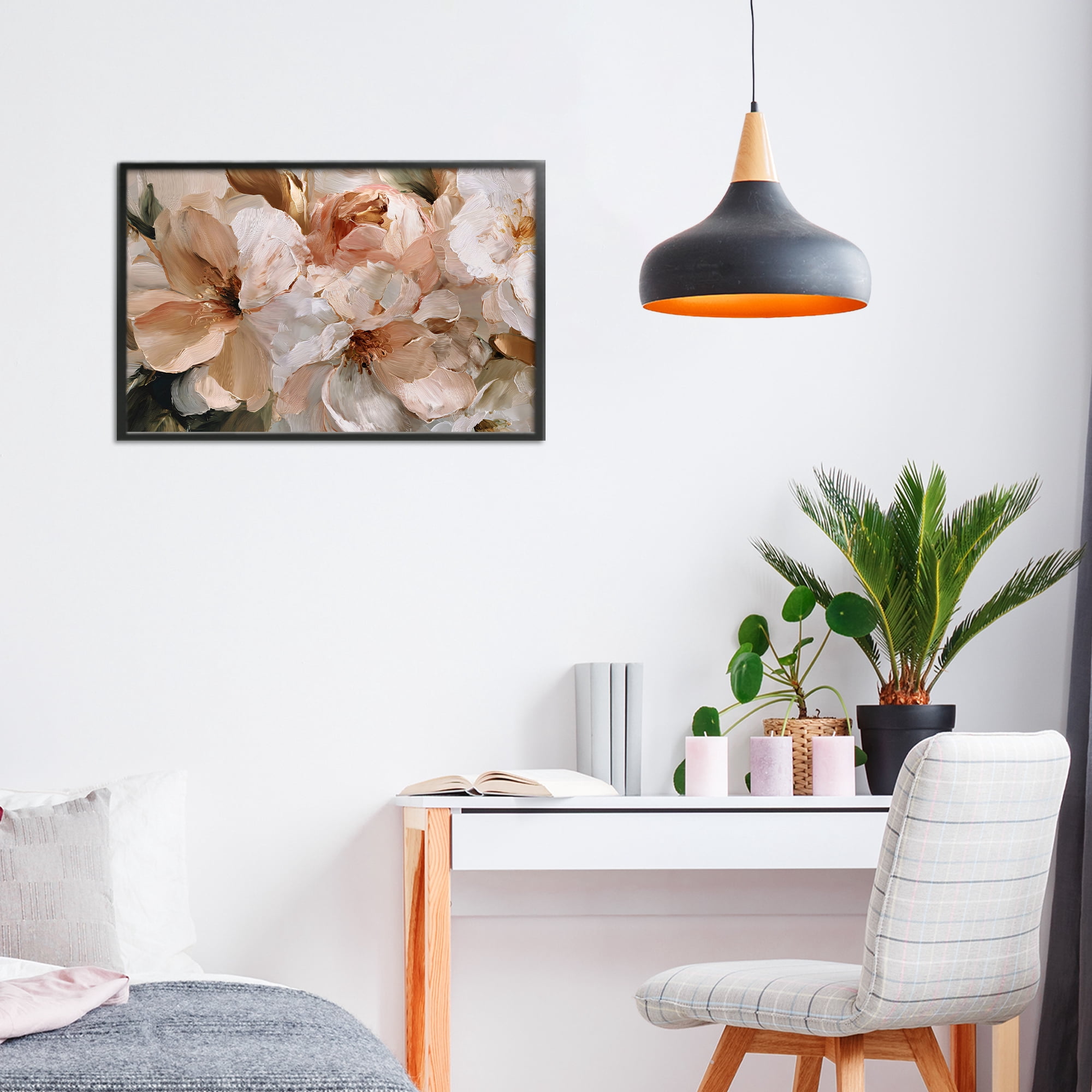 Stupell Industries Pink Brushstroke Petals Black Framed Giclee Art, design by Jacky Ngan