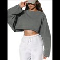 thumbnail image 2 of Sudaderas de Larga con Globo para Mujer, Sudaderas , Cuello Redondo Extragrande Gris L, 2 of 7