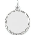 thumbnail image 1 of Sterling Silver Rhod-Plated Eng. Rnd Polish Front/Satin Back Disc Charm (23 X 16) Made In United States qm381/50, 1 of 5