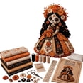 thumbnail image 2 of Butterfly Soul Patchwork Doll DIY Sewing Kit, Sugar Skull Cloth Doll Making Supplies with Fabrics & Accessories, Handcraft Starter Set for Halloween Art Craft Gift 7.87in, 2 of 4