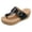 Black, variant on Womens Denim Cork Footbed Platform Flip Flops Trendy Casual Leather Buckles Wedge Slip on Thong Dress Backless Sandals Comfortable Walking Slippers White Size 6.5