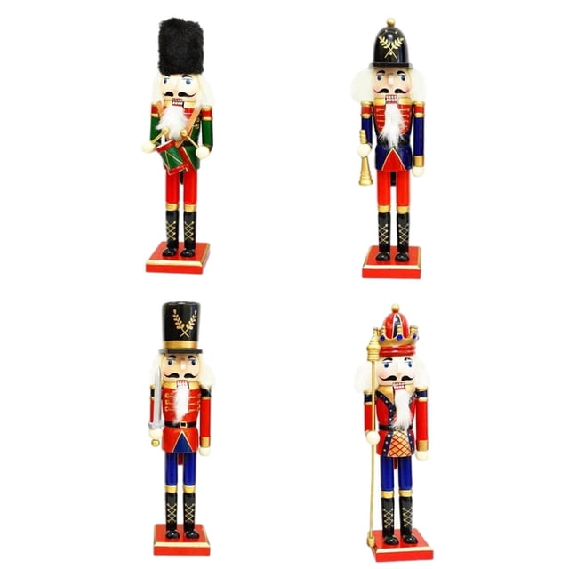 4x Festive Nutcracker Holding Trumpet, Drum, , Spear Shelves and Tables Ornaments Hugo cascanueces soldado