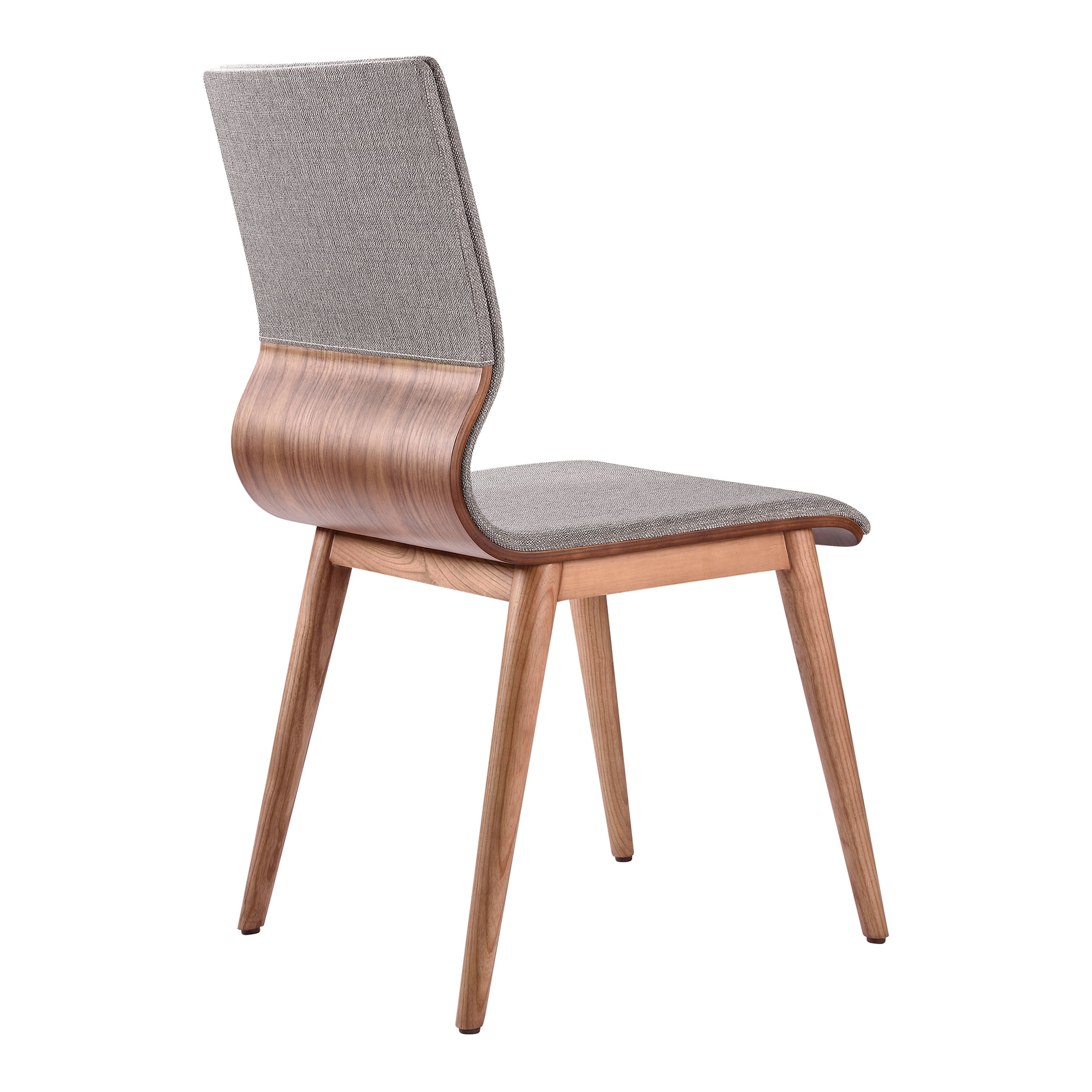 Armen Living Robin Mid-Century Dining Chair in Walnut Finish and Gray Fabric (Set of 2)