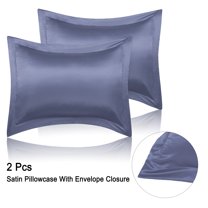 PiccoCasa 2 Pcs Satin Pillowcase, Super Soft Envelope Pillow Shams, 20"x36" Slate Gray