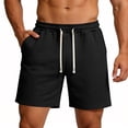 thumbnail image 5 of Men's Big & Tall 5" 7" 9" Jacquard Sweat Shorts - Pull On Soft Lounge Drawstring Sweatpant Athletic Gym Workout Short with Pockets Size M-5XL Black, 5 of 6