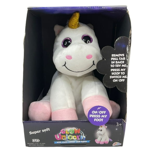 Grafix Glow Unicorn Plush 6 Different Multi Color LED Lights Stuffed Animal New