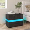 thumbnail image 3 of Hommpa LED Nightstand with 2 Drawers High Gloss Night Stand for Bedroom Black, 3 of 8