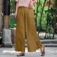 thumbnail image 2 of Outfmvch Wide Leg Linen Pants for Women High Waisted Linen Pants Women Wide Leg Linen Pantss Casual Drawstring Flowy Pants Long Lounge Travel Pants Cropped Linen Pants Women Flowy Lounge Yellow S-3XL, 2 of 4