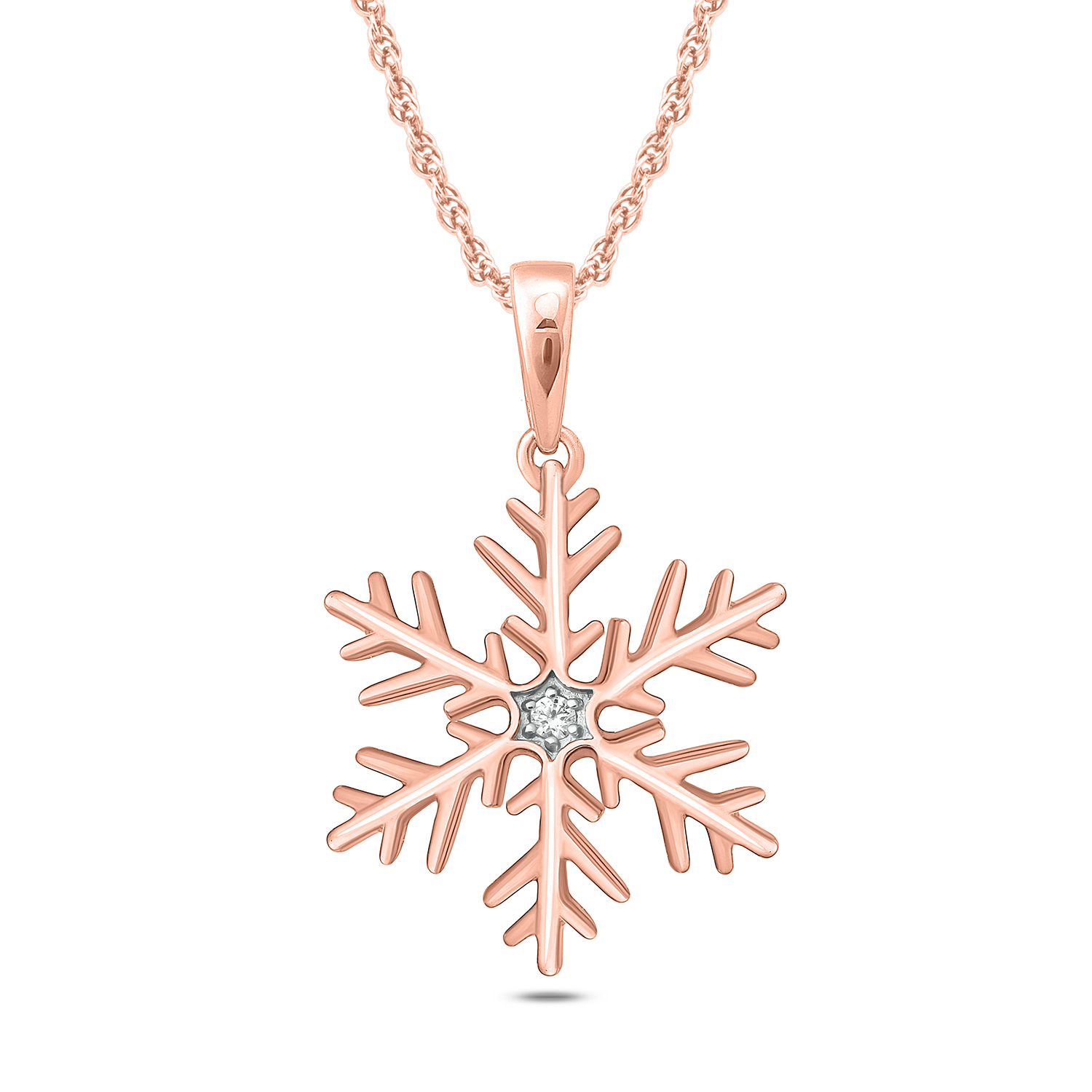 White Diamond Accent Snowflake Pendant 