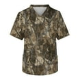 thumbnail image 2 of Domuza Scrubs for Men Top Plus Size Short Sleeve V-Neck Nurse Uniform Camo Printed Stretch Tshirts Comfort Soft Nurse Tops with Pockets Army Green XL, 2 of 4