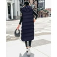 thumbnail image 3 of FreshPretty Long Puffer Vest Women Quilted Hooded Button Down Zip Up Sleeveless Vests Outerwear Padded Jacket Fall Winter Coat, 3 of 6