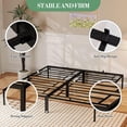 thumbnail image 3 of 16 - pulgada queen - size metal platform marco de cama: almacenamiento space under cama, 1000 lbs heavy - duty steel slat support, fácil montaje, no box spring, noise - free, negra, 3 of 8