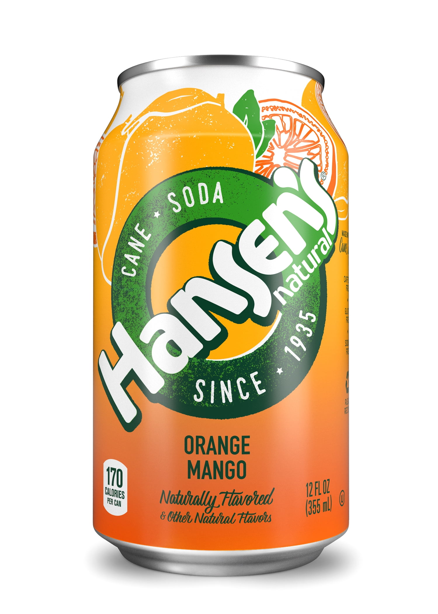 Hansen's Orange Mango Soda, 12 Fl Oz (Innerpack of 6)