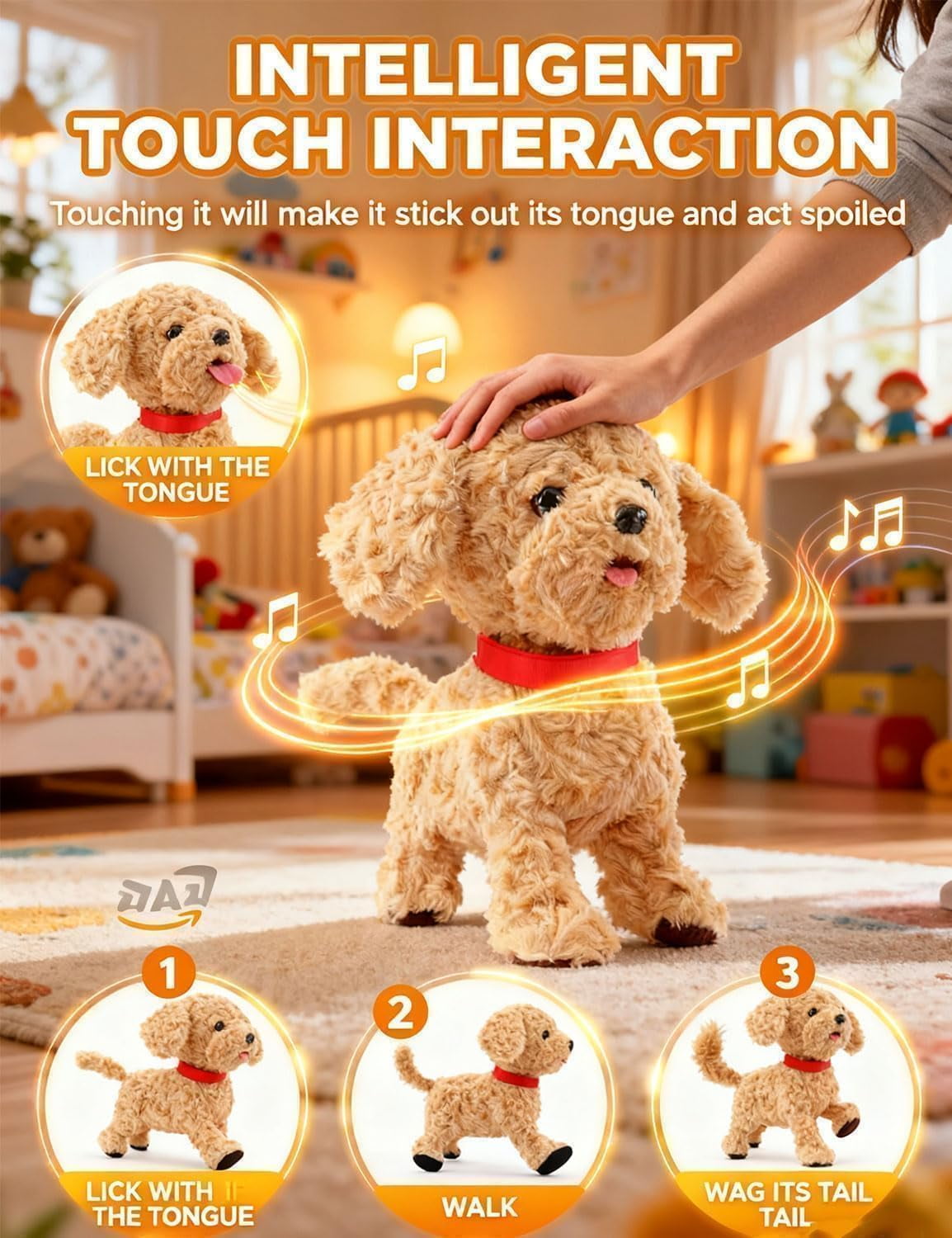 Extra large Lifelike Robot Dog ToyInteractive Robot with Touch Sensing, Voice Mimicry, Licking Motion, Soft Fur, USB charging | Perfect for Kids（Style A  1 PCS）