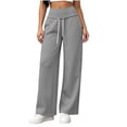 thumbnail image 2 of ClodeEU Women Elastic Drawstring High Waist Wide Leg Sweatpants,Casual Loose Pants with Pockets Gray,Women's Plus S, 2 of 6