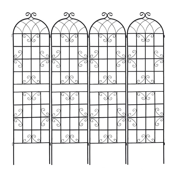 4 Pack 86.7" Tall Garden Trellis for Climbing Plants, Rustproof Metal Plant Support Trellis for Outdoor Vines, Roses & Vegetables, Black