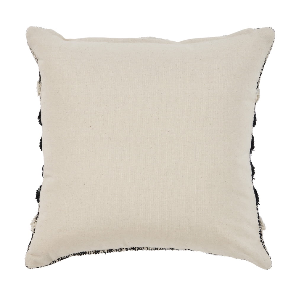 Ox Bay Faith 18" x 18" Black/Ivory Chevron Shag Cotton Adult Decorative Throw Pillow