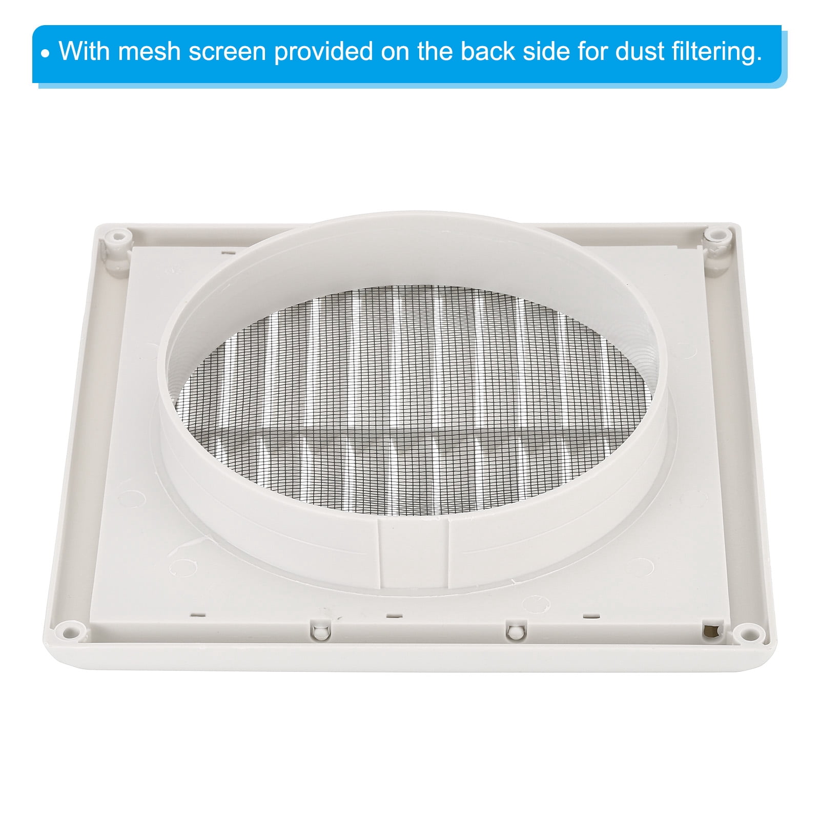 Uxcell Dryer Vent Cover Exterior Wall Exhaust Vent Air Grille Louvered Screen Mesh ABS Plastic for HVAC Kitchen Bathroom 6"