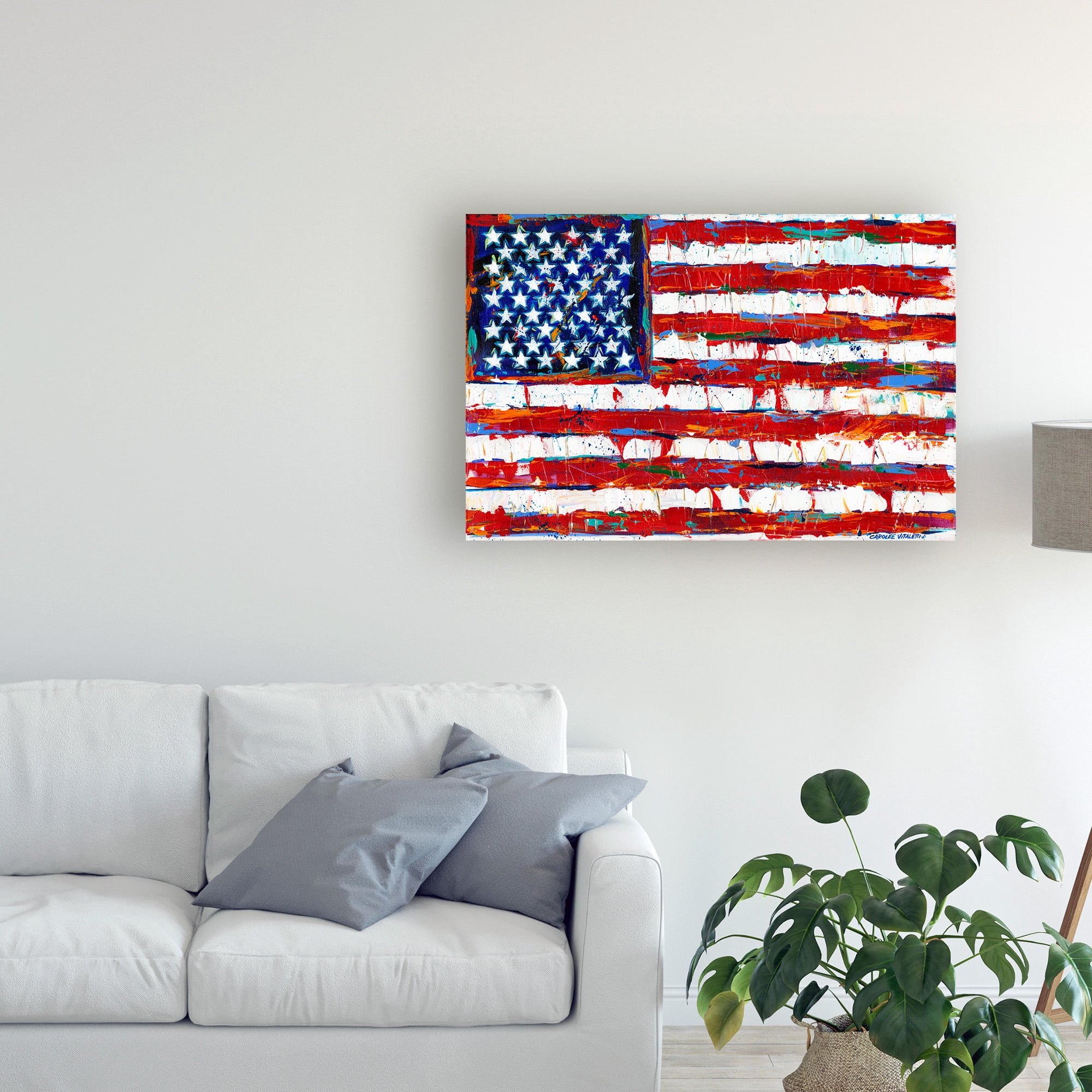 Trademark Fine Art 'Dramatic Stars And Stripes' Canvas Art by Carolee Vitaletti