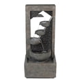 thumbnail image 3 of LuxenHome Weathered Brown Modern Cascading Cement Fountain with LED Lights, 3 of 5