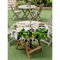 thumbnail image 3 of Outdoor Tablecloth with Umbrella Hole and Zipper, St. Patrick's Day Round Table Cloth 60 Inch Waterproof Tablecloth, Green Shamrock Gnomes Gold Coin Beige Picnic Table Cover for Patio Camping, 3 of 7